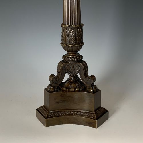 ANTIQUE FRENCH CHARLES X PATINATED BRONZE SIX LIGHT CANDELABRA - ADDITIONAL PHOTO 3
