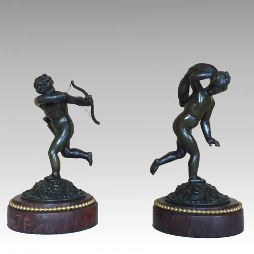 a pair of antique french bronze putti - CATEGORY: ANTIQUE METAL - DATED 1870