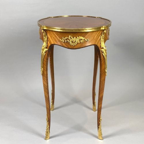 FRENCH 19TH CENTURY TULIPWOOD ORMOLU MOUNTED OVAL TABLE - ADDITIONAL PHOTO 1