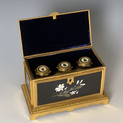 ANTIQUE 19TH CENTURY FLORENTINE PIETRA DURA SCENT CASKET - ADDITIONAL PHOTO 1