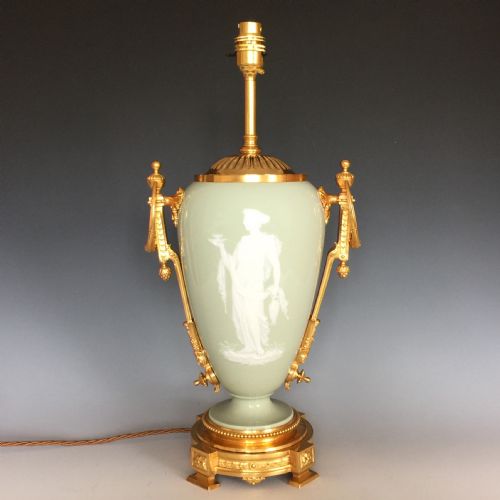 french porcelain pate sur pate table lamp - CATEGORY: ANTIQUE LIGHTING - DATED 1890