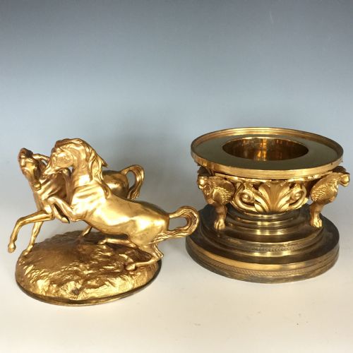 19TH CENTURY EMPIRE STYLE ORMOLU INKWELL COVER - ADDITIONAL PHOTO 1