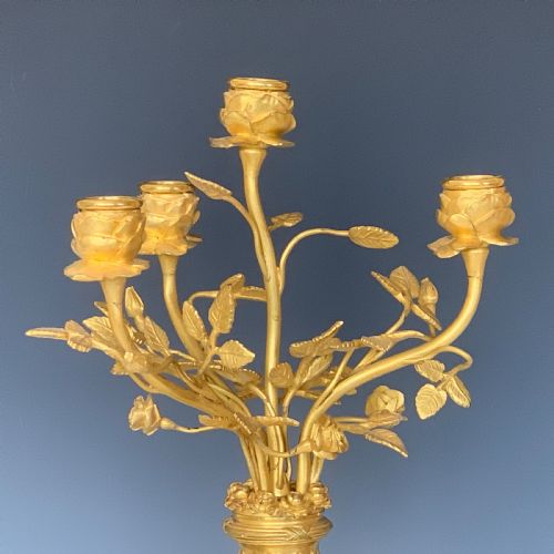 LOUIS XVI STYLE GILT BRONZE MARBLE CANDELABRA - ADDITIONAL PHOTO 2