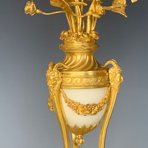 LOUIS XVI STYLE GILT BRONZE MARBLE CANDELABRA - ADDITIONAL PHOTO 3