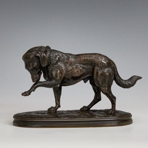 joseph victor chemin 19th century french bronze dog - CATEGORY: ANTIQUE METAL - DATED 1870