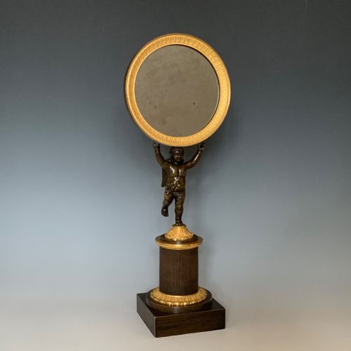 FRENCH EMPIRE BRONZE ORMOLU TABLE MIRROR - ADDITIONAL PHOTO 1