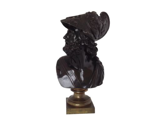 french 19th century bronze patinated bust of menelaus ajax - CATEGORY: ANTIQUE SCULPTURES - DATED 1880