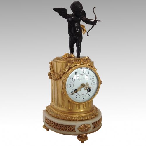 MAPLE CO MARBLE GILT BRONZE MANTEL CLOCK - ADDITIONAL PHOTO 2
