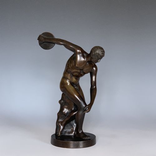bronze grand tour style figure of the discus thrower discobolus of myron - CATEGORY: ANTIQUE SCULPTURES - DATED 1870