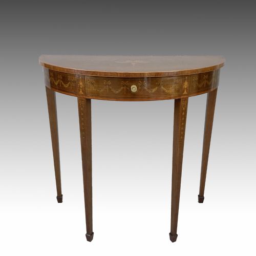 edwards roberts inlaid mahogany demi lune console table - CATEGORY: ANTIQUE TABLES - DATED 1890