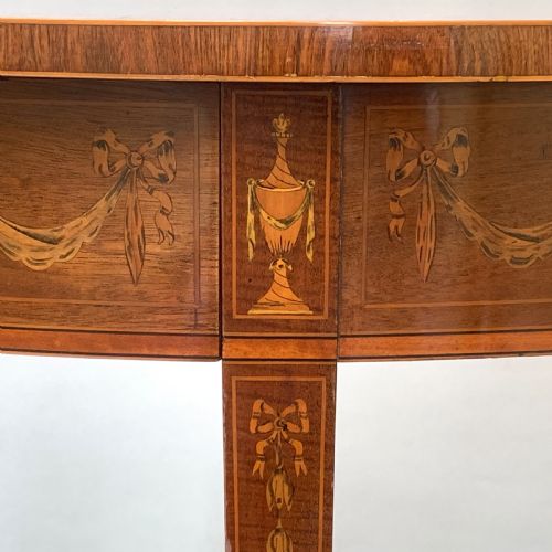 EDWARDS ROBERTS INLAID MAHOGANY DEMI LUNE CONSOLE TABLE - ADDITIONAL PHOTO 2
