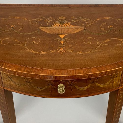 EDWARDS ROBERTS INLAID MAHOGANY DEMI LUNE CONSOLE TABLE - ADDITIONAL PHOTO 7