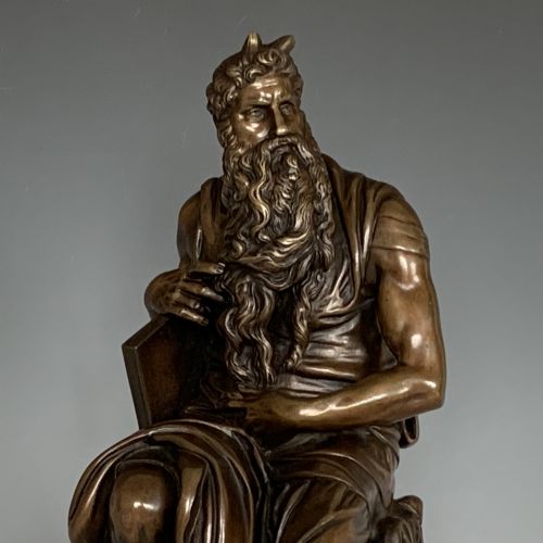 19TH CENTURY ANTIQUE BRONZE OF MOSES AFTER MICHELANGELO CAST BY SANSON - ADDITIONAL PHOTO 1