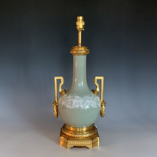 antique french patesurpate porcelain lamp - CATEGORY: ANTIQUE LIGHTING - DATED 1890