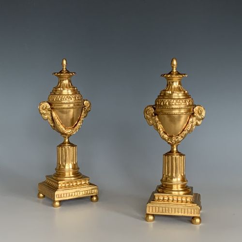 antique pair of gilt bronze cassolettes - CATEGORY: ANTIQUE METAL - DATED 1860