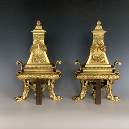 PAIR OF ANTIQUE VICTORIAN ORMOLU CHENETS - ADDITIONAL PHOTO 2