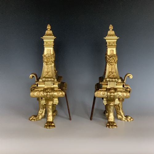 PAIR OF ANTIQUE VICTORIAN ORMOLU CHENETS - ADDITIONAL PHOTO 3