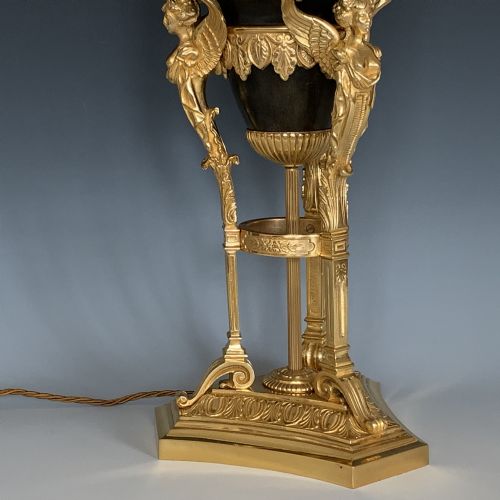 ANTIQUE PATINATED GILT BRONZE TABLE LAMP IN THE REGENCY TASTE - ADDITIONAL PHOTO 2
