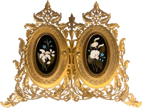 19TH CENTURY GILT PHOTOGRAPH FRAME WITH FLORENTINE PIETRA DURA PANELS - ADDITIONAL PHOTO 3