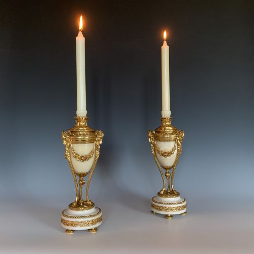 ANTIQUE NAPOLEON III MARBLE GILT BRONZE CASSOLETTES - ADDITIONAL PHOTO 2
