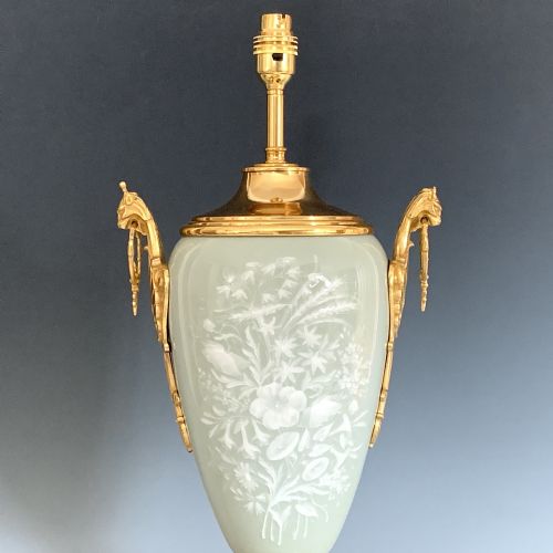 ANTIQUE FRENCH CELADON PATESURPATE TABLE LAMP - ADDITIONAL PHOTO 2