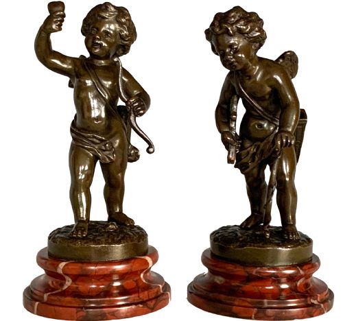 a pair of french 19th century small bronze figures of putti - CATEGORY: ANTIQUE METAL - DATED 1870