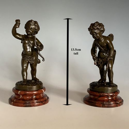 A PAIR OF FRENCH 19TH CENTURY SMALL BRONZE FIGURES OF PUTTI - ADDITIONAL PHOTO 1