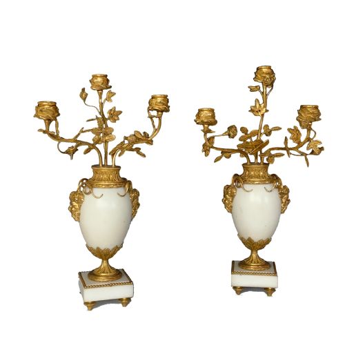 A PAIR OF 19TH CENTURY FRENCH GILT BRONZE MOUNTED CANDELABRA IN LOUIS XVI STYLE - ADDITIONAL PHOTO 5