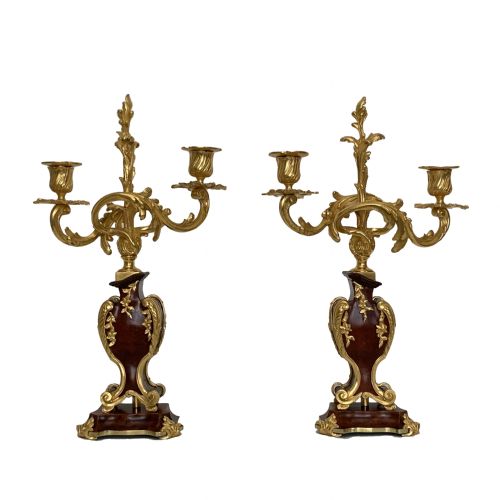 A PAIR OF 19TH CENTURY BOULLE STYLE ORMOLU TORTOISESHELL CANDELABRA - ADDITIONAL PHOTO 4