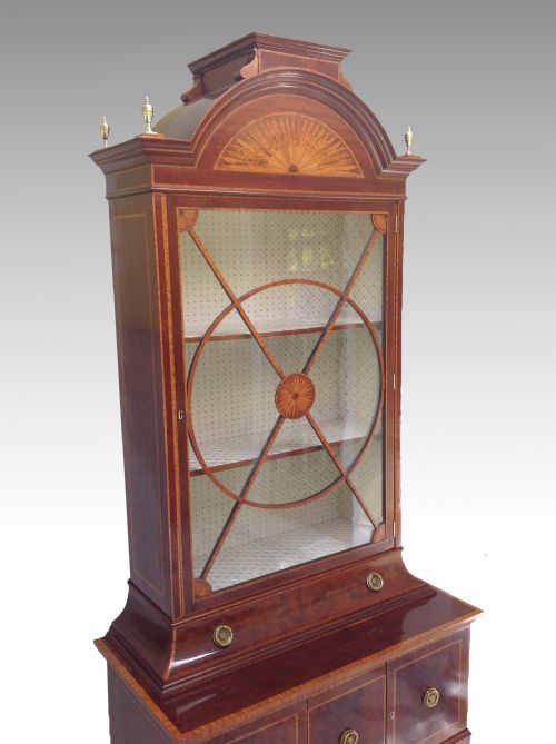 EDWARDIAN MARQUETRY INLAID MAHOGANY SATINWOOD CABINET ON STAND - ADDITIONAL PHOTO 1