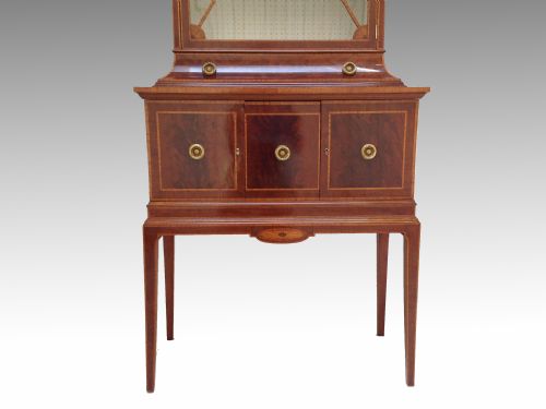EDWARDIAN MARQUETRY INLAID MAHOGANY SATINWOOD CABINET ON STAND - ADDITIONAL PHOTO 2