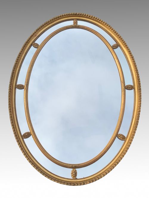 edwardian giltwood and gesso wall mirror in the adam style - CATEGORY: ANTIQUE MIRRORS - DATED EDWARDIAN