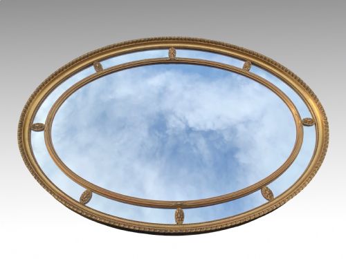 EDWARDIAN GILTWOOD AND GESSO WALL MIRROR IN THE ADAM STYLE - ADDITIONAL PHOTO 1