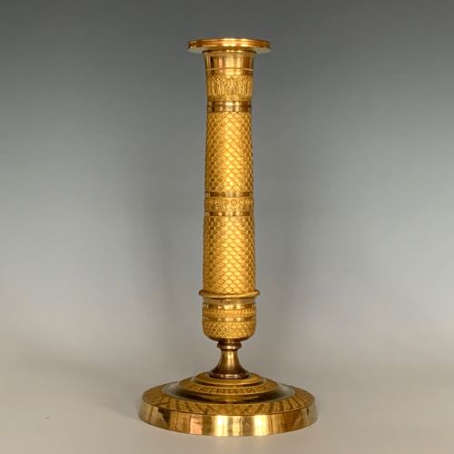A PAIR OF FRENCH EMPIRE GILT BRONZE CANDLESTICKS - ADDITIONAL PHOTO 2