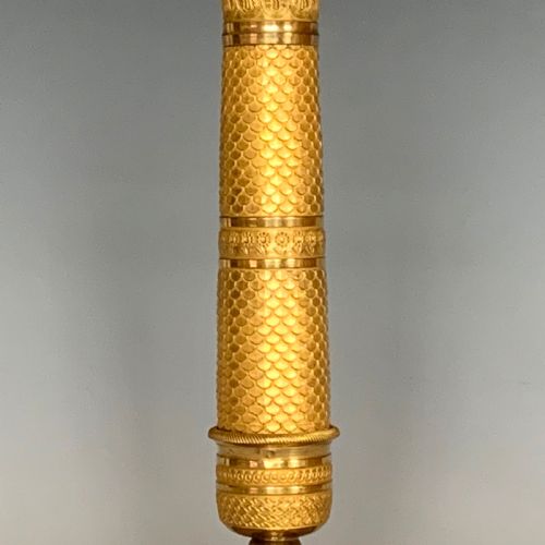A PAIR OF FRENCH EMPIRE GILT BRONZE CANDLESTICKS - ADDITIONAL PHOTO 3