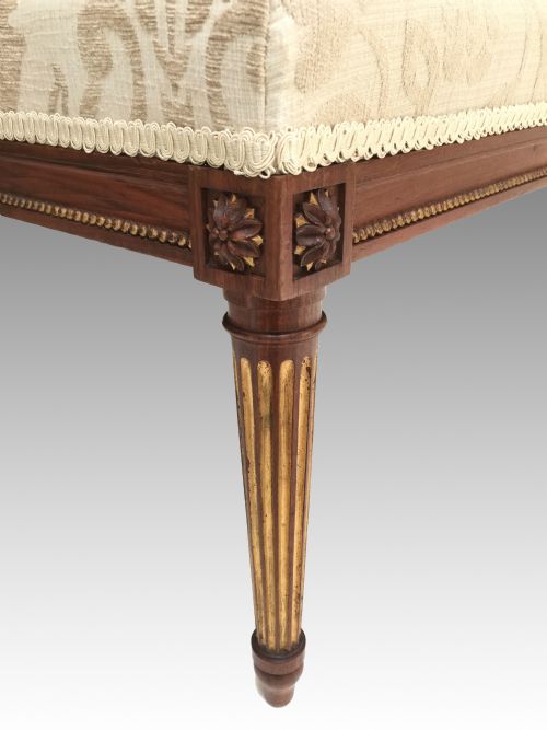 ANTIQUE VICTORIAN PAIR OF WALNUT PARCEL GILT STOOLS LOUIS XVI STYLE - ADDITIONAL PHOTO 4