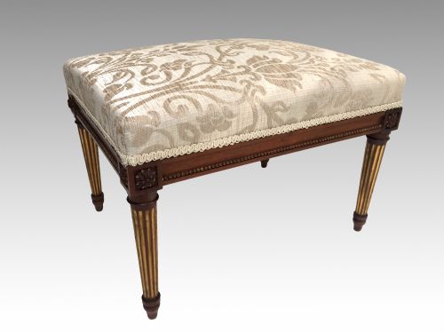 ANTIQUE VICTORIAN PAIR OF WALNUT PARCEL GILT STOOLS LOUIS XVI STYLE - ADDITIONAL PHOTO 1