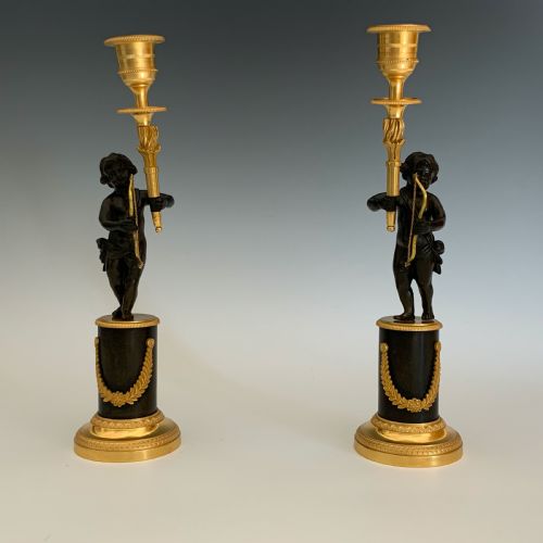 PAIR OF GEORGE IV ORMOLU BRONZE CANDLESTICKS - ADDITIONAL PHOTO 4