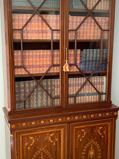 MAPLES CO MAHOGANY MARQUETRY INLAID BOOKCASE - ADDITIONAL PHOTO 2