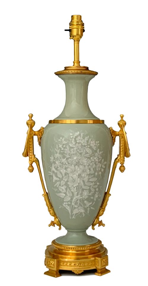 19TH CENTURY FRENCH CELADON GROUND PATESURPATE LAMP - ADDITIONAL PHOTO 1