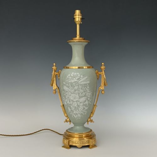 19TH CENTURY FRENCH CELADON GROUND PATESURPATE LAMP - ADDITIONAL PHOTO 2