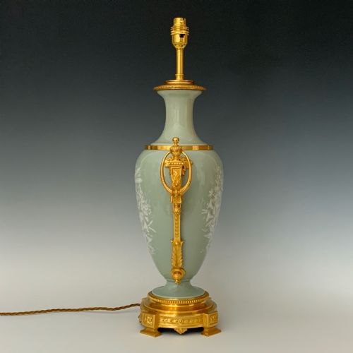 19TH CENTURY FRENCH CELADON GROUND PATESURPATE LAMP - ADDITIONAL PHOTO 4
