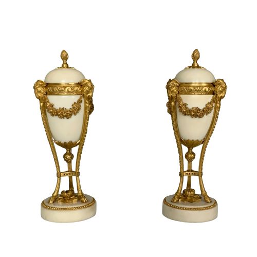pair of napoleon iii ormolu mounted marble cassolettes - CATEGORY: ANTIQUE MISCELLANEOUS - DATED 1870