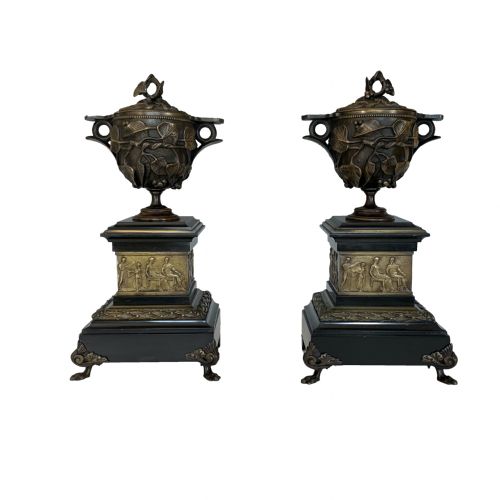 PAIR OF GRAND TOUR POMPEII BRONZE MARBLE CUPS COVERS - ADDITIONAL PHOTO 6
