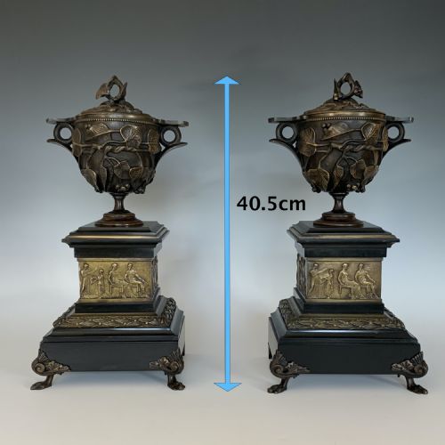 PAIR OF GRAND TOUR POMPEII BRONZE MARBLE CUPS COVERS - ADDITIONAL PHOTO 7