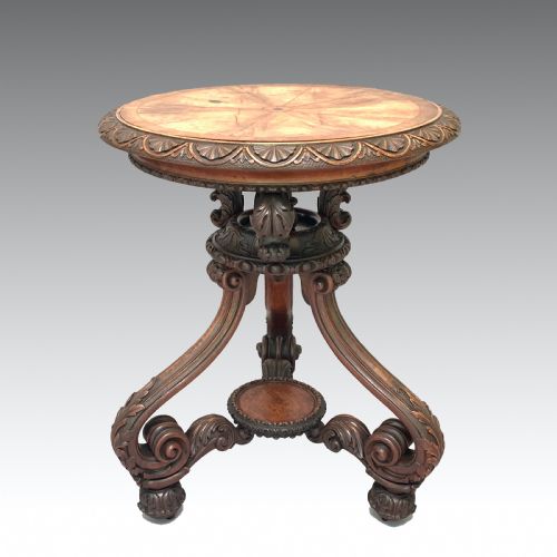 UNUSUAL MID 19TH CENTURY CARVED WALNUT SIDE TABLE - ADDITIONAL PHOTO 1