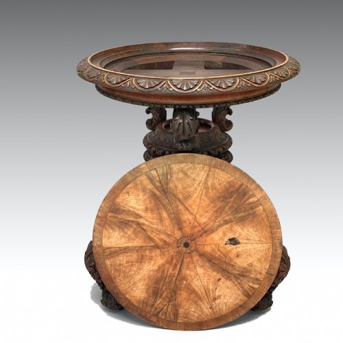 UNUSUAL MID 19TH CENTURY CARVED WALNUT SIDE TABLE - ADDITIONAL PHOTO 2