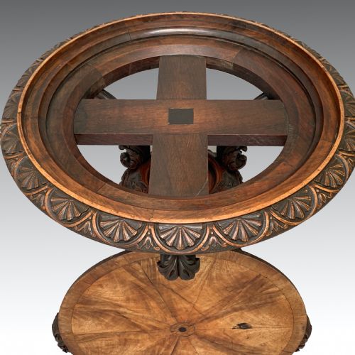 UNUSUAL MID 19TH CENTURY CARVED WALNUT SIDE TABLE - ADDITIONAL PHOTO 3