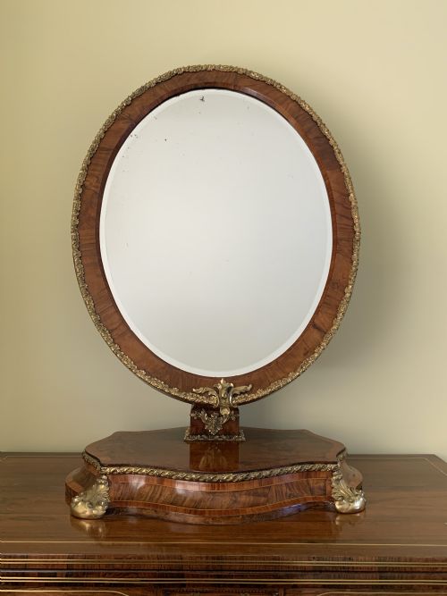 victorian ormolu mounted walnut toilet mirror - CATEGORY: ANTIQUE MIRRORS - DATED 1860