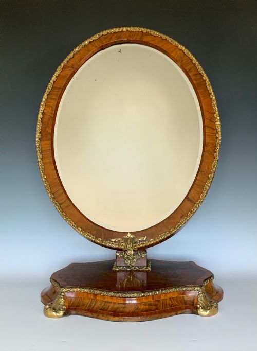 VICTORIAN ORMOLU MOUNTED WALNUT TOILET MIRROR - ADDITIONAL PHOTO 1